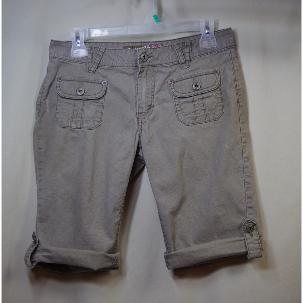 Angels Jeans Womens Size 9 Khaki Bermuda Cargo Shorts Ripstop Cuffed Olive Taupe